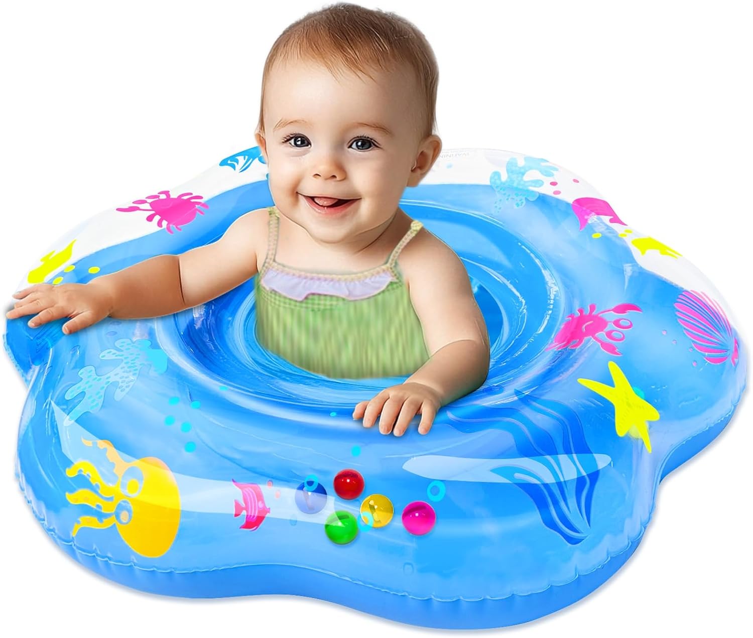 

25.6 Inflatable Baby Pool Float with Safety Seat, Toddler Swim Ring for 6-36 Months, Extra-Large Stable Design United States