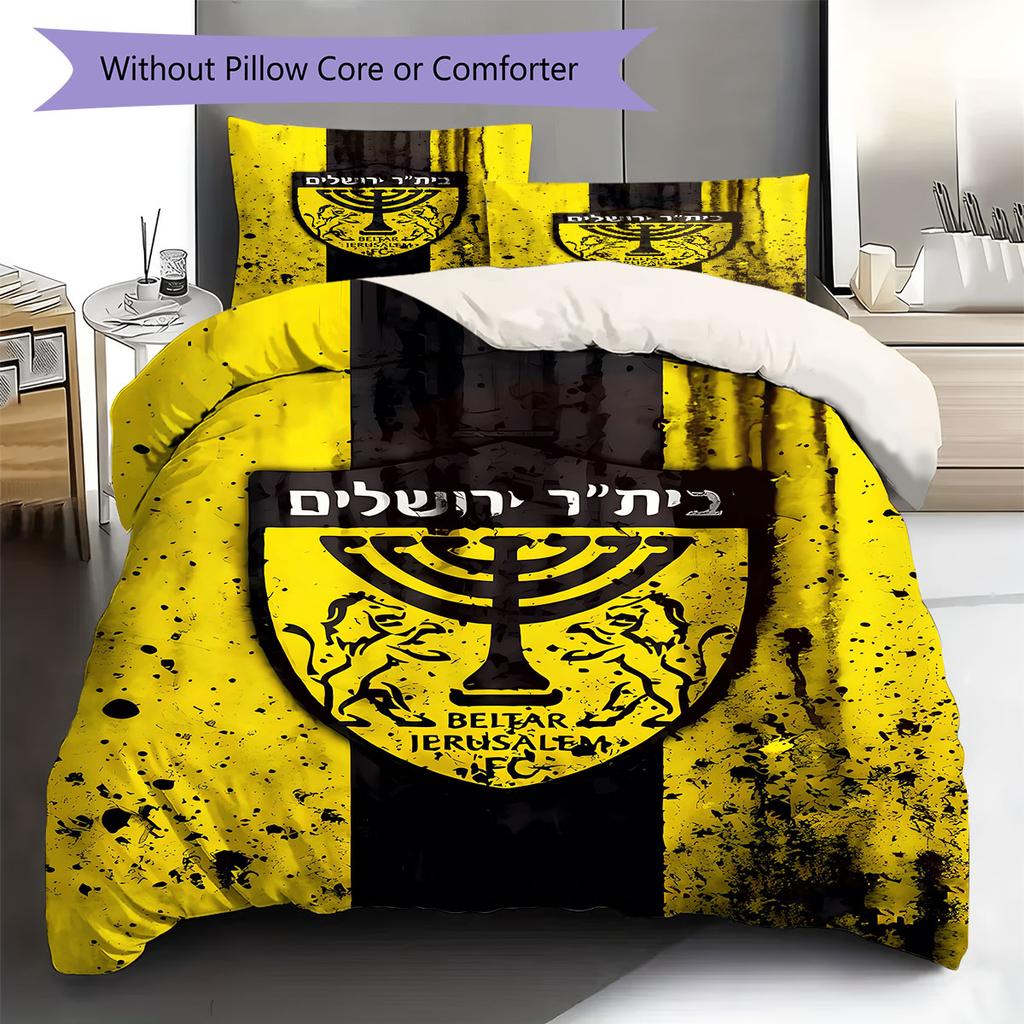 Beitar Jerusalem Pattern Bedding,Quilt Set Quilt Cover Pillowcase Home Birthday Gift(1 * Duvet Cover + 2 * Pillowcase, Without Core)