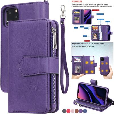 Magnetem odnímatelné pouzdro na peněženku pro Iphone 14 Pro Max 13 12 11 Se 2022 Xr Xs Max 8 7 6 6s Plus 5 Kožené sloty na karty Kryt kabelky
