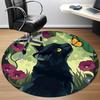 1pc Black Cat Pattern Carpet, Round Non Slip Durable Large Size Office Carpet, Suitable for Office
