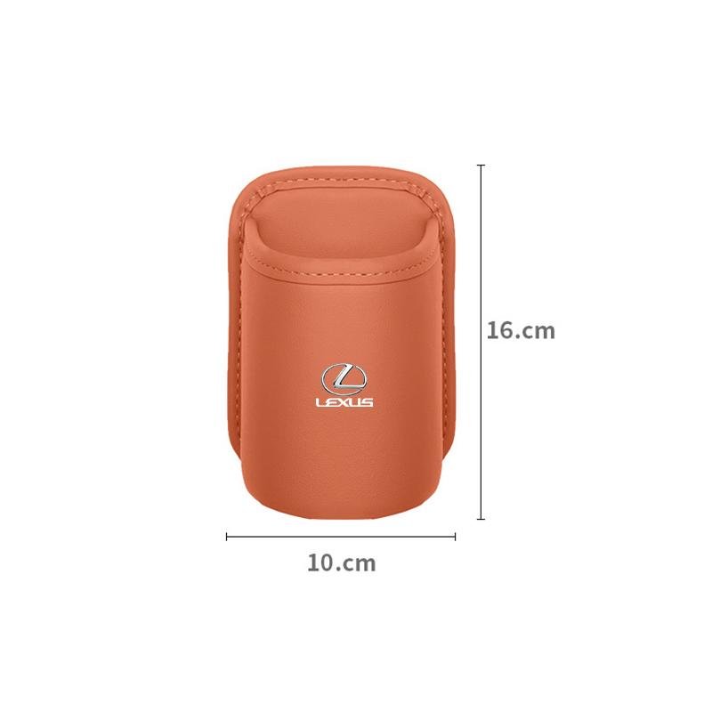 16x10cm PU Leather Car Door Edge Storage Box Cup Holder Drink Bin Phone Holder Bag In-Car Trash Can Interior Decoration