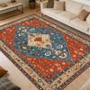 Vintage Persian Oriental Area Rug Red Blue Ethnic Floral Border Print Soft Floor Mat Traditional Bohemian Carpet For Living Room