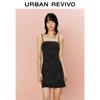 UR 2025 Autumn Women's Disc-Button Denim Strap Dress