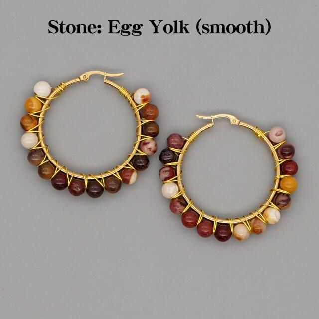 Crystal Earring For Women Boho Jewelry Trendy Natural Stone Pearl Jewellery Bohemian Ear Ring Gold Circle Hoop Earrings