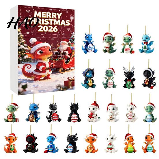 Christmas Advent Calendar 2026 Dragon Calendar, 24 Days Funny Baby Figures Countdown Miniature Party Favors 2D Acrylic Cartoon Ornaments for