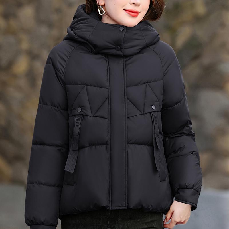 

Fashion Women s Short Parkas Winter Warm Jackets Hooded Loose Thick Outerwear Woman Coat L чорний
