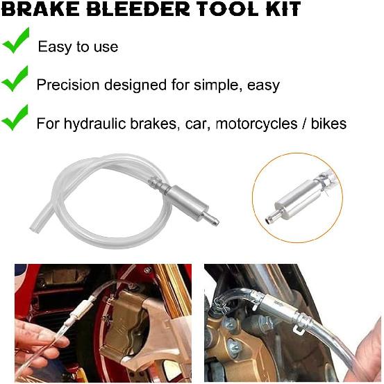 2 PCS Brake Bleeder Hose, One Way Check Valve Tube Bleeding Tool Kit for Motorcycle Clutch, Hydraulic Brake Fluid Bleeder Replacement Hose,