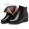 Women Snow Boots Wedge  Large Size Genuine Leather Mom Winter Boots Middle Heel Casual Ladies Short Boots