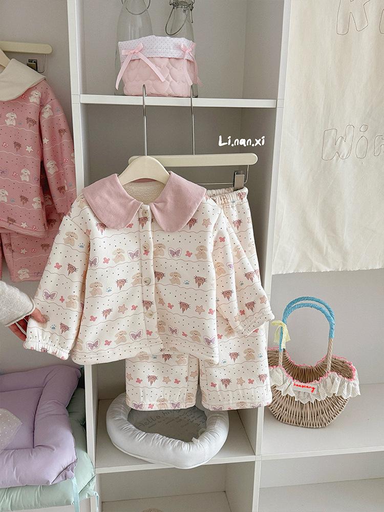 

Зимний пижамный комплект для девочек с флисовой подкладкой - Удобный и теплый Новый стиль 2025 100