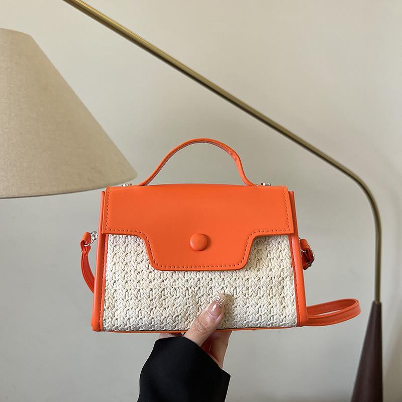 

Woven Fashion Handbag Stylish Casual Shoulder Crossbody Bag Small Size In Orange And Black Orange