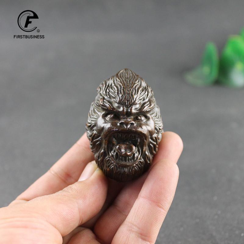 Retro Brass SunWuKong Monkey King Head Figurines Retro Office Desktop Decoration Miniature Car Ornament Bronze Home Decor