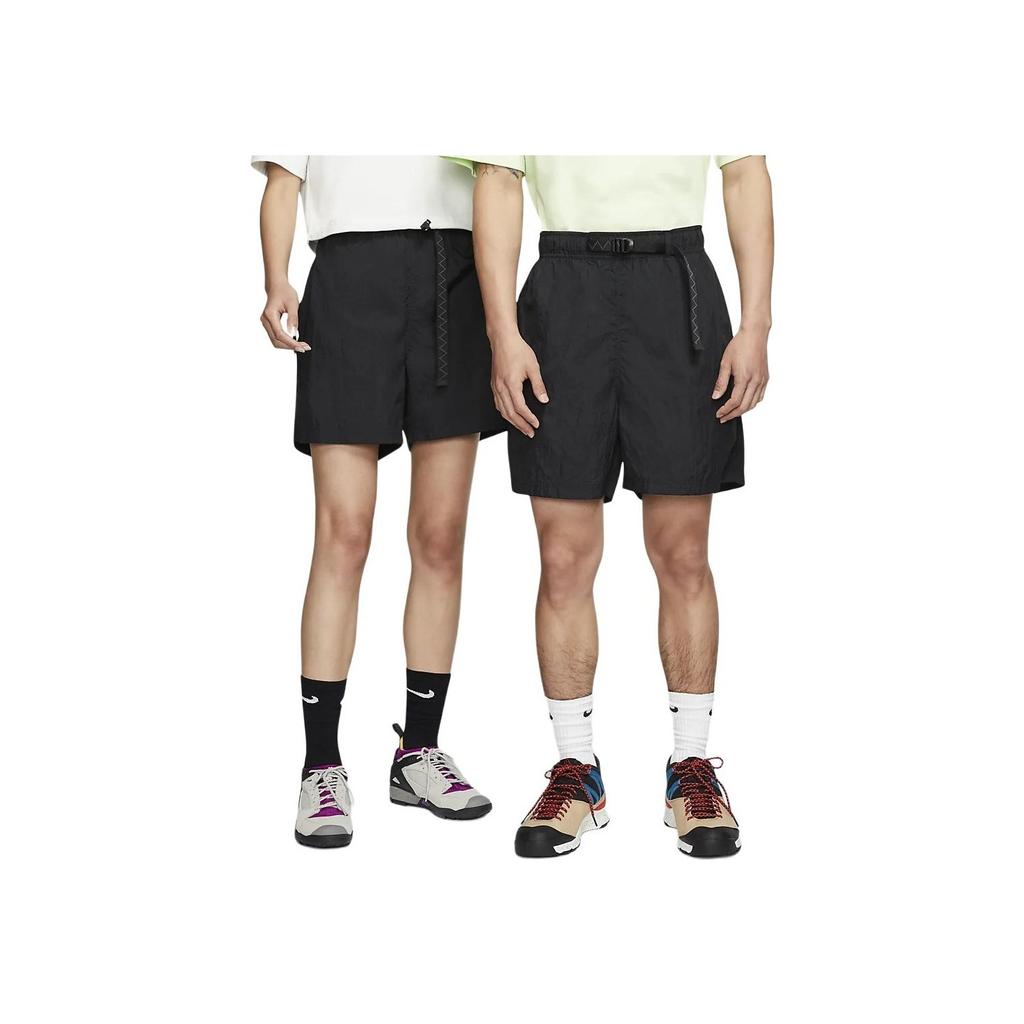 Nike Solid Color Belted Straight-Leg Casual Shorts Unisex Shorts Black CD4137-010