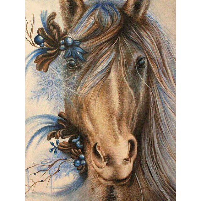 DIY 5D Diamond Painting Horse Full Round Diamond Embroidery Animal Mosaic Picture Cross Stitch