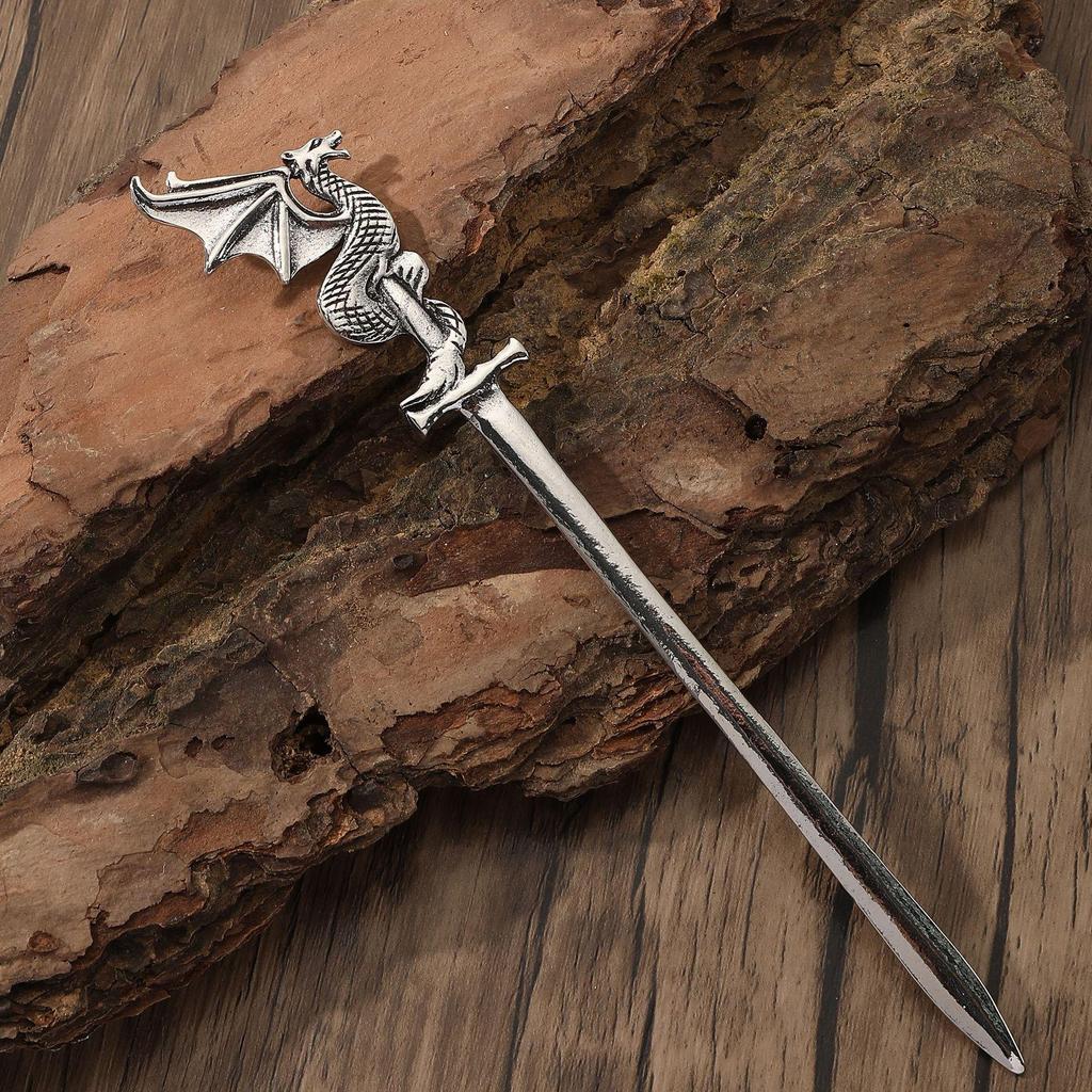 Retro Viking Dragon Sword Hairpin: Versatile Fashion Jewelry