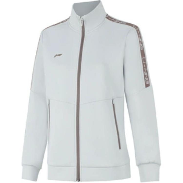 

Li-Ning Comfortable Casual Simple Letter Print Stand Collar Zipper Cardigan Sweatshirt Women sweatshirt Water-Droplet-Gray AWDUA80-6 XL
