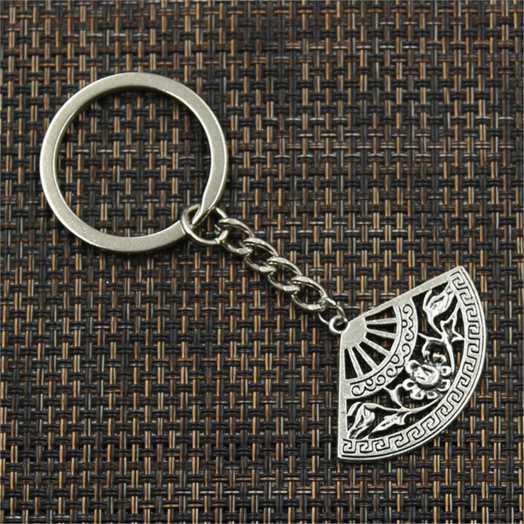 Модный цветок веер 25x36 мм кулон 30 мм брелок для ключей металлическая цепочка — фото 3