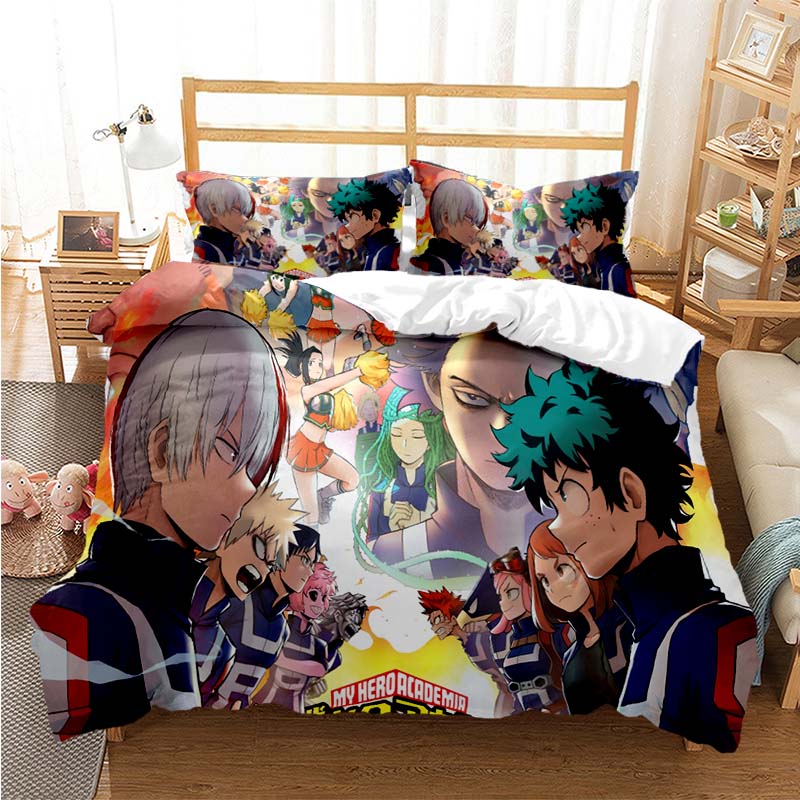 New Anime My Hero Academia Printed Bedding Set Duvet Covers Pillowcases Comforter Bedding Sets Bedclothes Bed Linen Home Textile