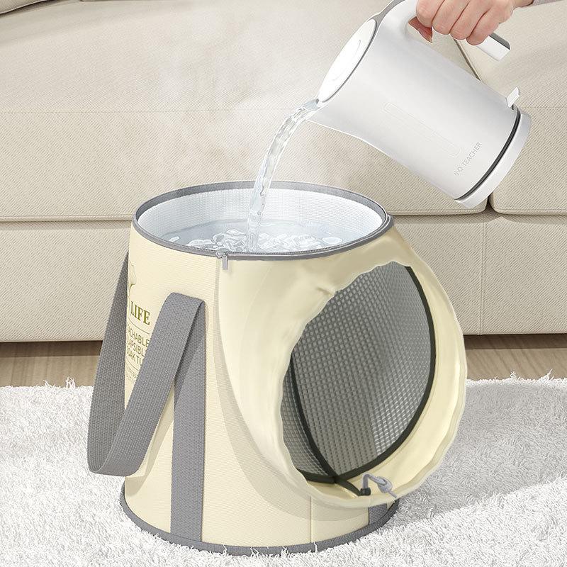 "Portable Folding Foot Bath Basin for Adults - Insulated and Over-Knee Design"