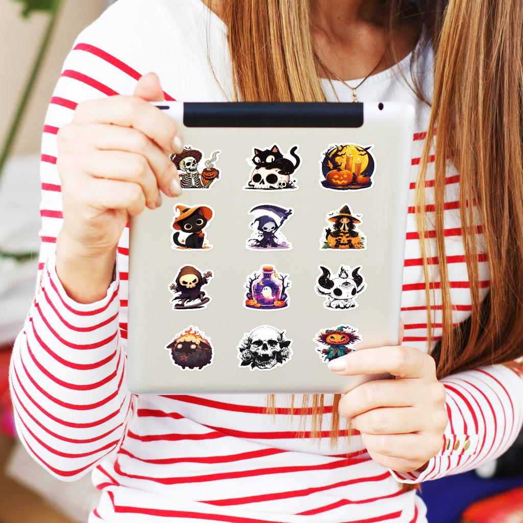 50Pcs Halloween Stickers - Spooky Cute Cartoon Decals for Phone, Laptop, Luggage, Party DIY (4.3x5cm)