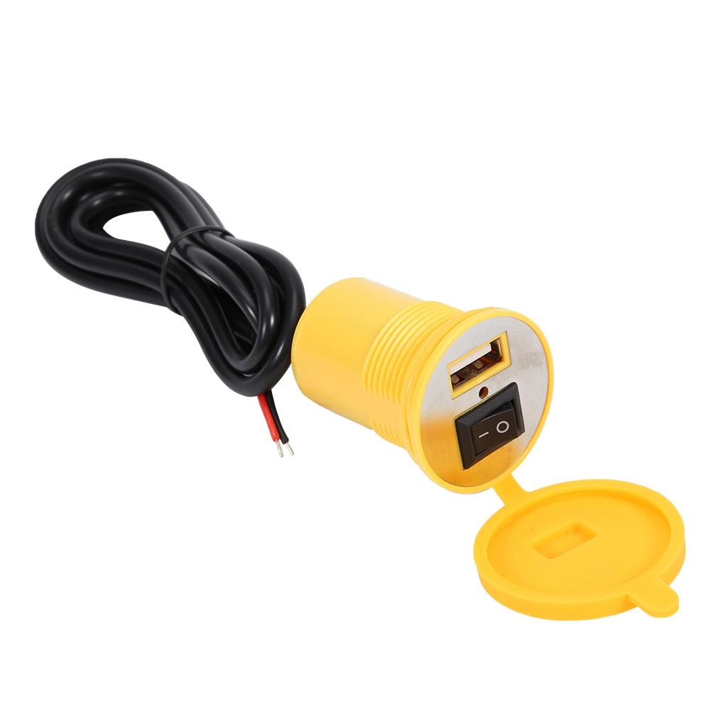 Motorcycle Handle Bar Phone Holder Waterproof USB     12V with   (Yellow)