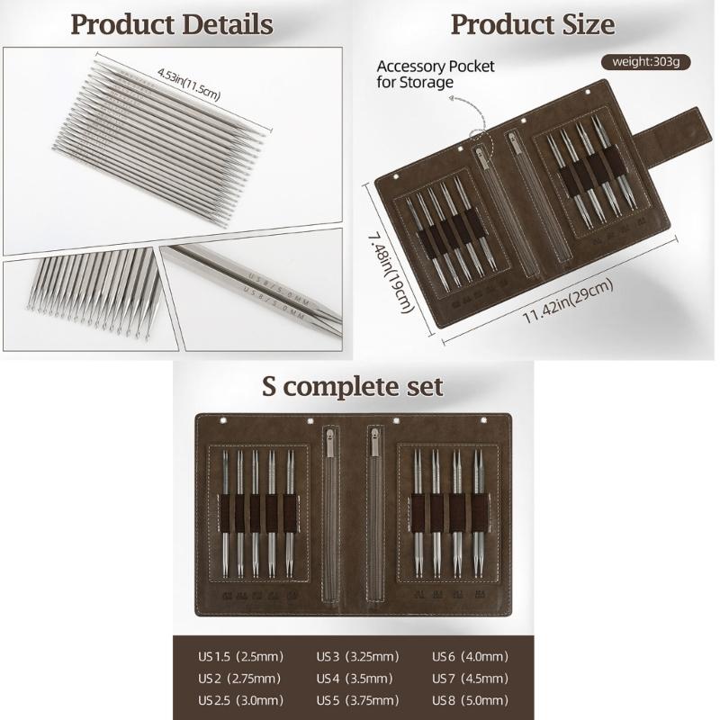 Amanti del Fai-da-te Set di Aghi Esagonali Staccabili a Goccia Tonda in Acciaio Inossidabile per Cucito e Lavoro a Maglia