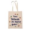 Tote Bag - PLANETEE - Yolande She's Awesome! - Natural Jute - Printed In France - Strong Handles