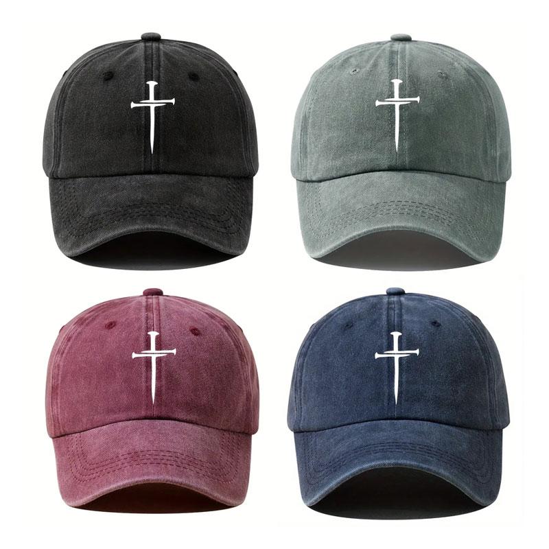 Cross Hat for Men Women Denim Baseball Caps Cross Logo Unisex Dad Hat Fashionable and Versatile Sun Hat