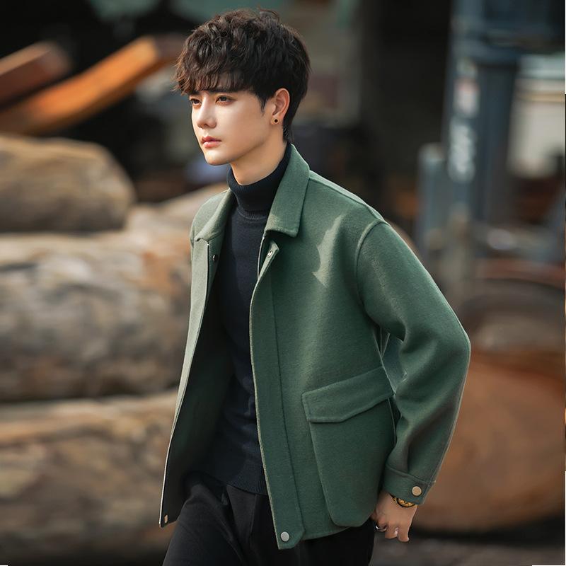 Jacket Men's Autumn and Winter Casual Jacket Short Cashless Woolen Coat High-end Korean Version Trend