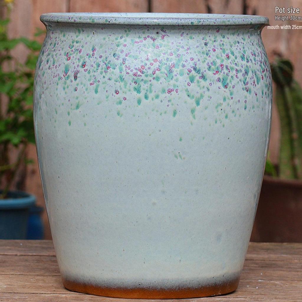 Large Vintage Ceramic Flower Pot for Indoor/Outdoor Plants - Breathable Tall Wide-Mouth Design for Bougainvillea & Succulents