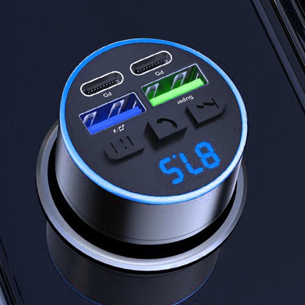 

Автомобильное зарядное устройство Bluetooth 5.0 Автомобильный FM-трансмиттер PD Type-C Двойной USB Окружающий плеер Автомобильное MP3-зарядное устройство Зарядка смартфона