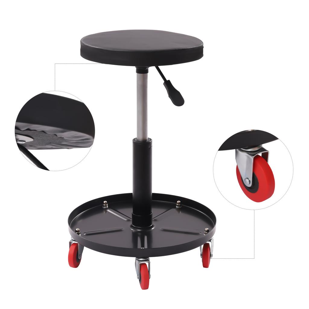 Heavy Duty Roller Seat, Pneumatic Mechanic Roller Seat, Adjustable Rolling Stool Chair Swivel with Tool Tray, Best Work Tool