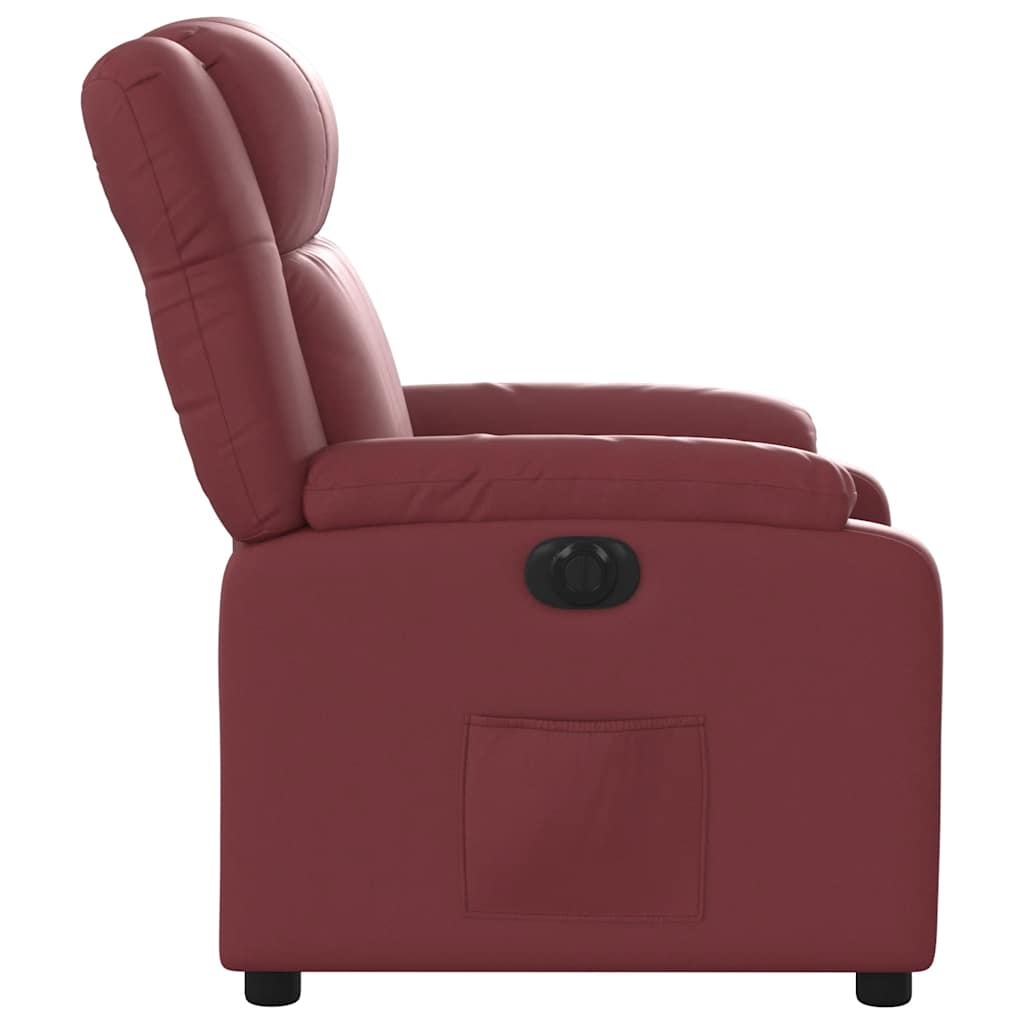 Electric Recliner Chair Wine Red Faux Leather