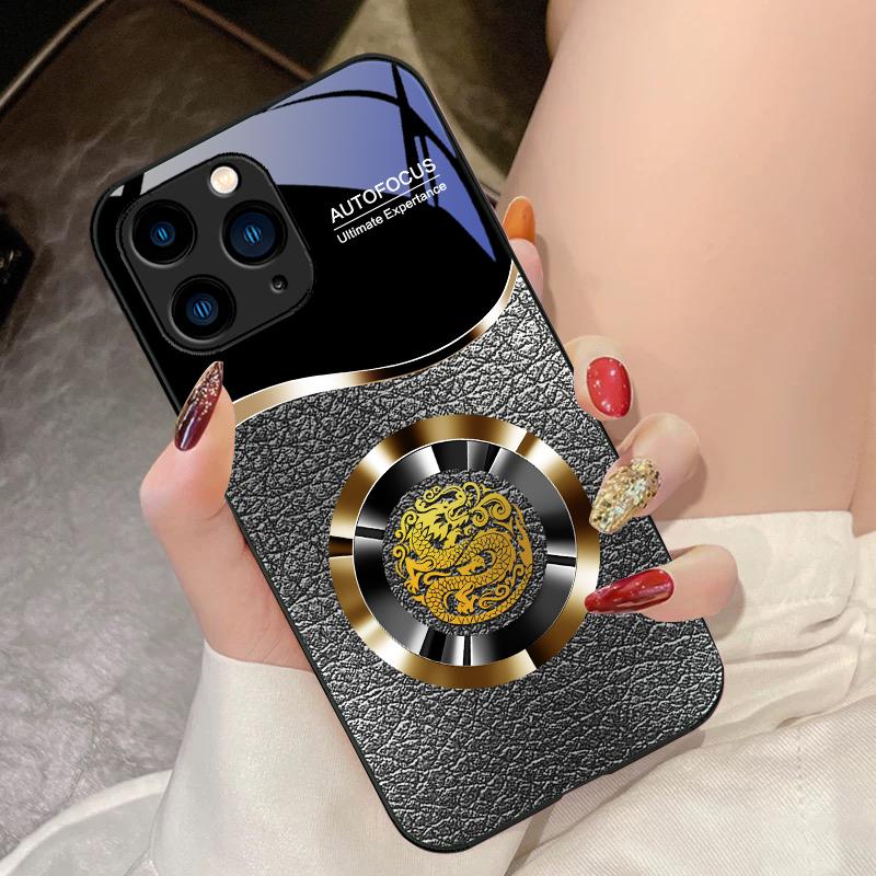 Lucky Ring For IPhone 16 Pro Max 15 Pro 14 13 12 Mini 11 XS Max XR 7 8 Plu SE 2022 Tempered Glass Phone Case
