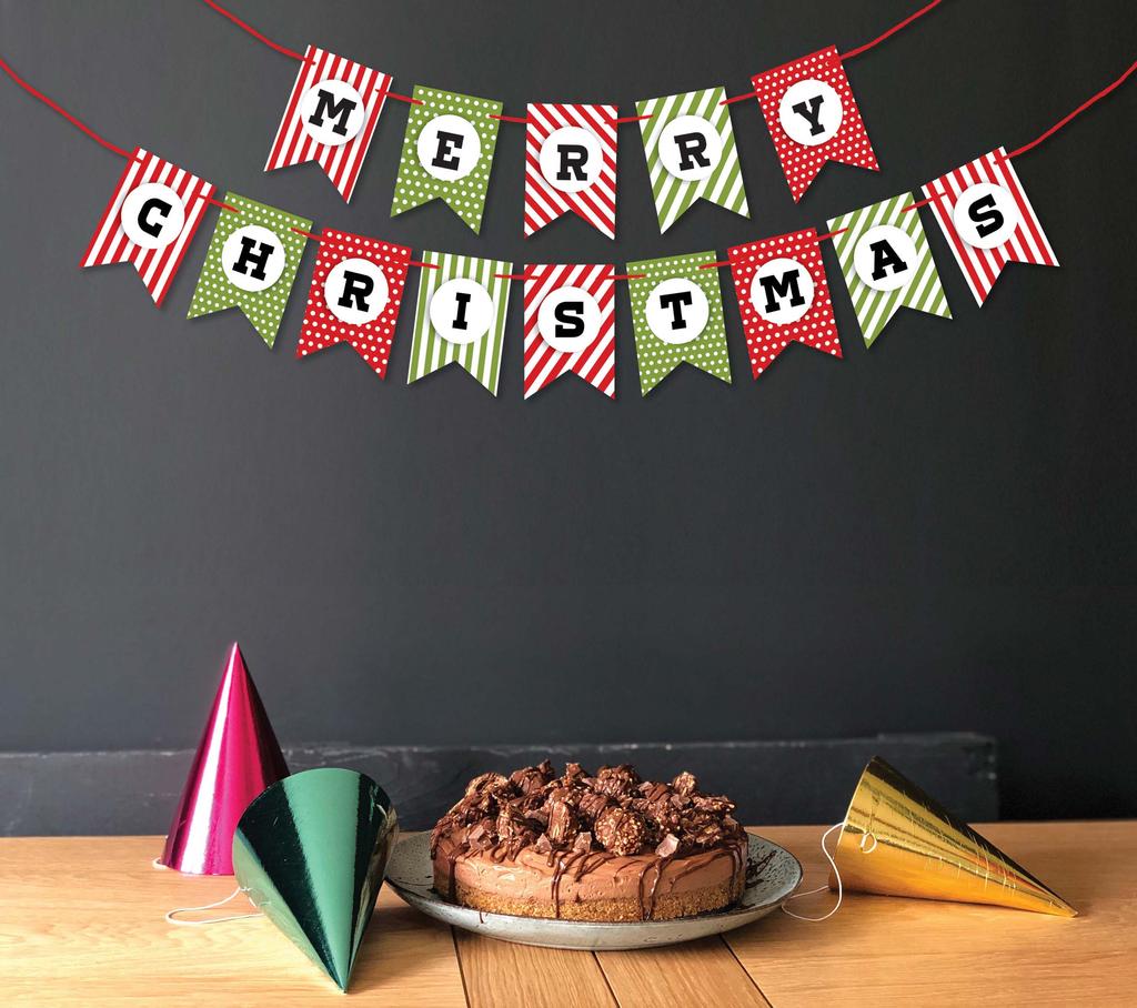 Inkdotpot Pre Strung Bunting Merry Christmas Banner Ready To Hang Kraft Rustic Wall Decor Bunting Flag