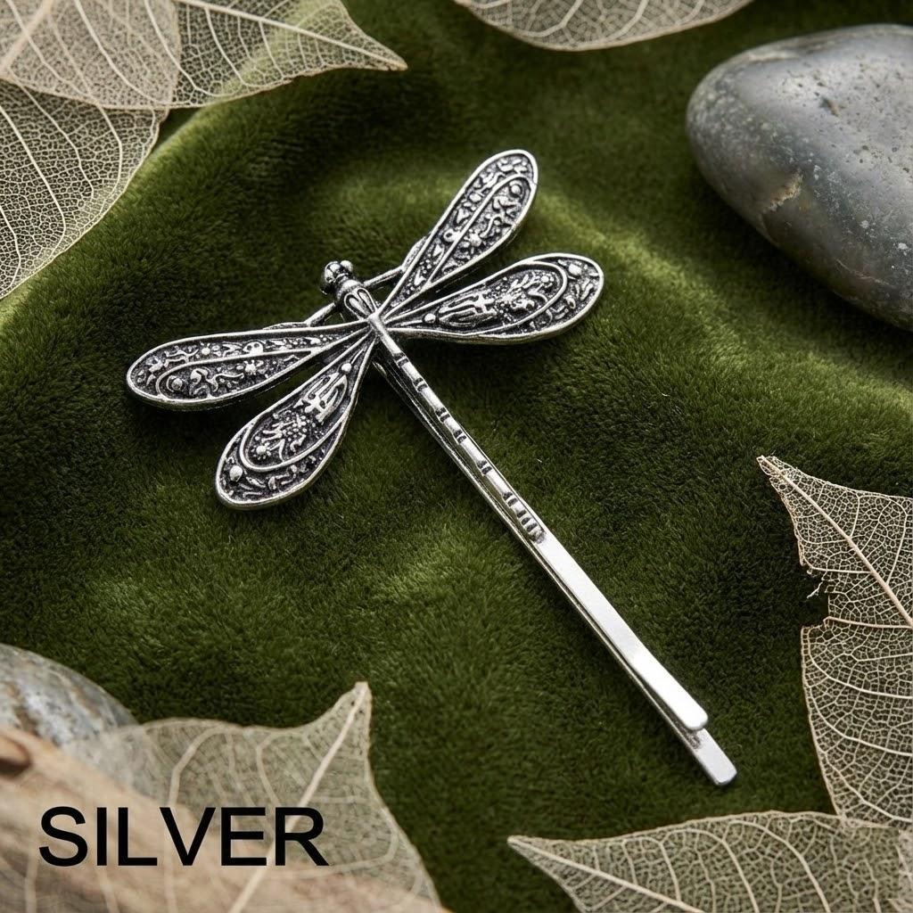 

Retro Dragonfly Hair Pin Silver Bobby Pins for Women Simple Hair Clip Decorative Hair Accessories 1PC срібний