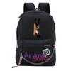 Pop Singer Ariana Grande Ariana Print Chain Webbing Backpack Multipurpose Backpack