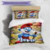 3pcs Duvet Cover Set (1*Duvet Cover + 2*Pillowcase, Without Core), Custom Name Blue Smurfs Pattern Bedding Set, Home Bedroom Decor Gift