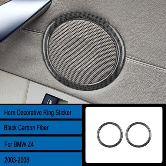 1 Pair Carbon Fiber Car Inner Door Speaker Frame Cover For BMW Z4 E85 2003-2008