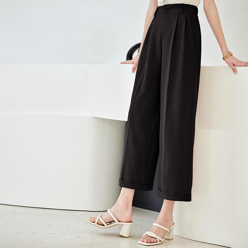 VICTORIA&VERA Women's Summer High-Waist Straight Leg Cropped Pants