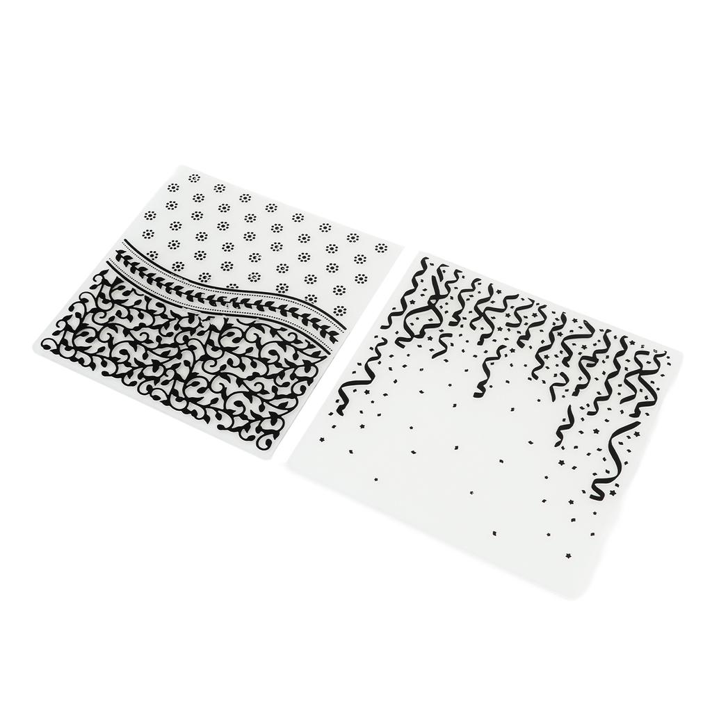 2pcs Embossing Folders Embossed Texture 15.1x15.1cm 5.9x5.9in Decorative Plastic Embossing Stencils for DIY Paper Craft