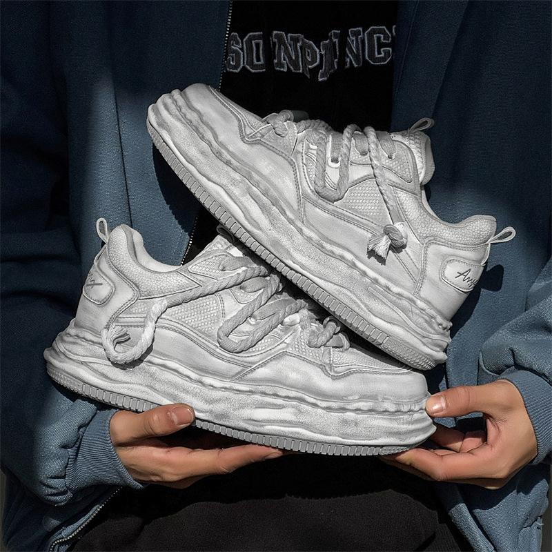 

Dissolved shoes couple thick soles invisible heightening niche casual board shoes old bread shoes 39
