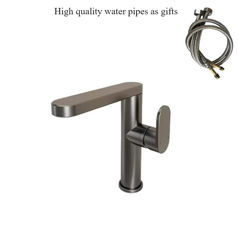 Bathroom faucet, 360 ° rotatable hot and cold sink faucet, space aluminum material (Grey,G3/8) серый