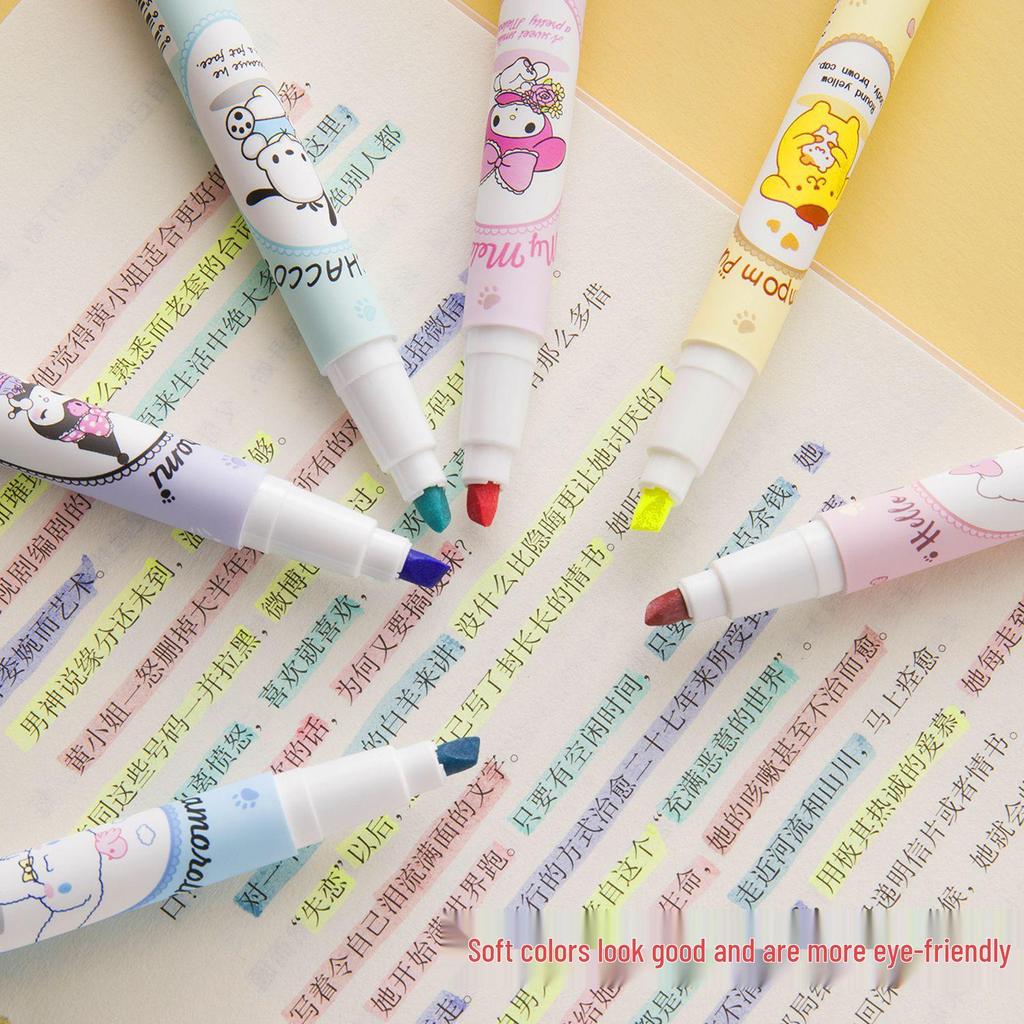 Sanrio Cute Cartoon Highlighters: Eye-Friendly Journal Markers for Students
