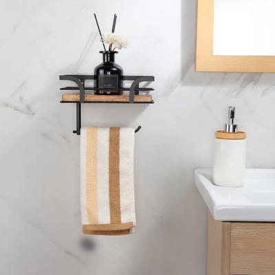 Yousheng Rustic Farmhouse Toilet Paper Holder with Shelf Strong Load-bearing Tissue Rack Storage Wooden Shelf Bathroom Accessories