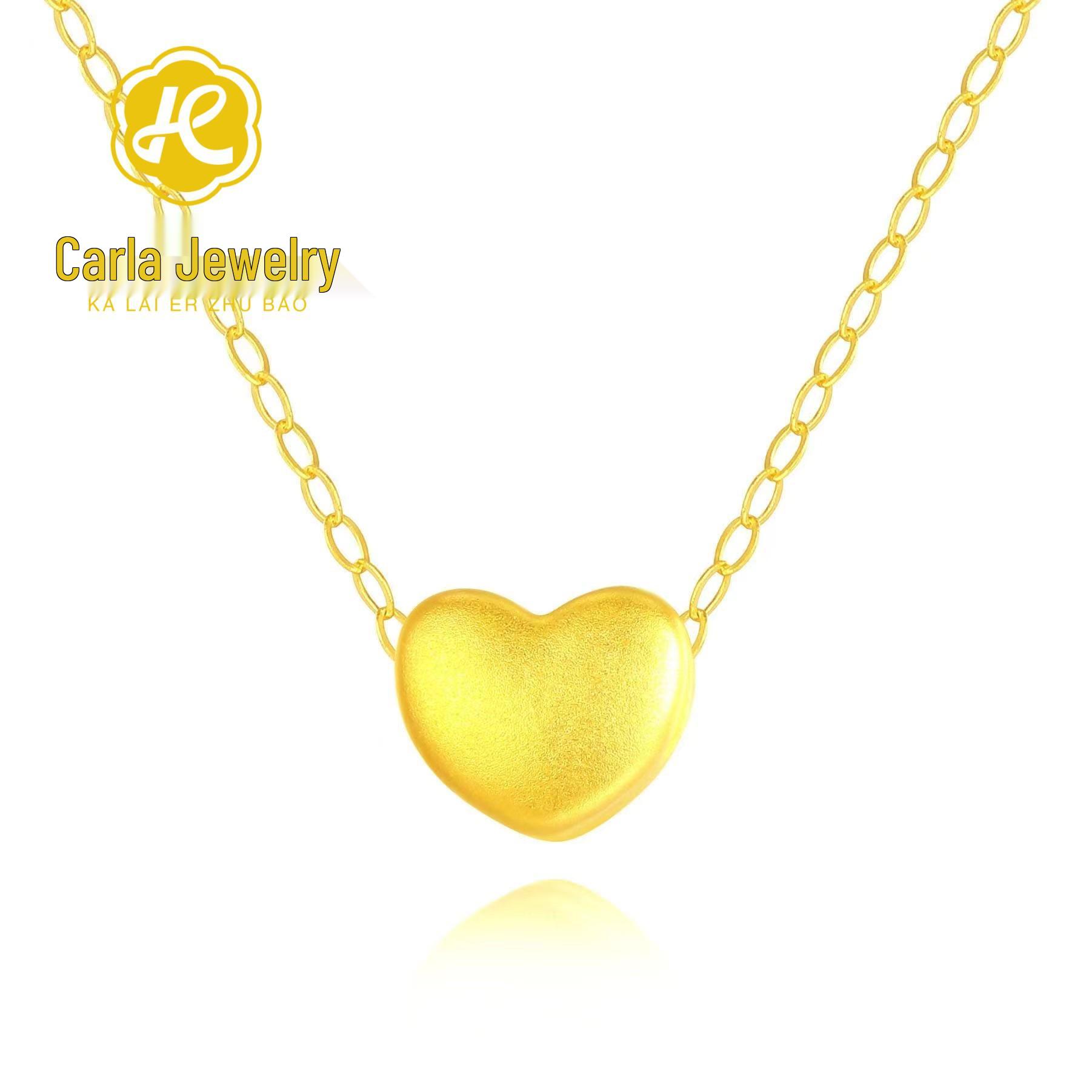 Shuibei 999 Fine Gold 3D Heart Pendant Necklace for Women Pendant Only