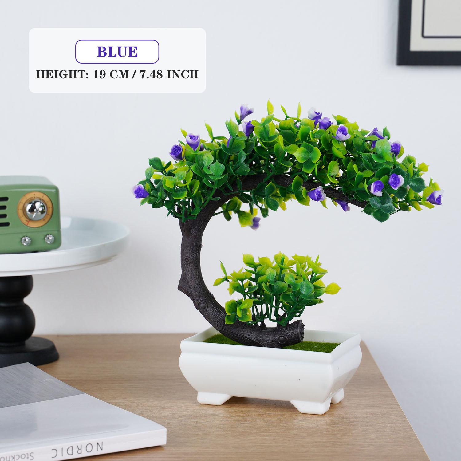 

Маленькое дерево Симуляция Горшечные растения Искусственные растения Бонсай Искусственные цветы Настольные горшечные украшения для дома, отеля, сада, офисного декора with pot синий