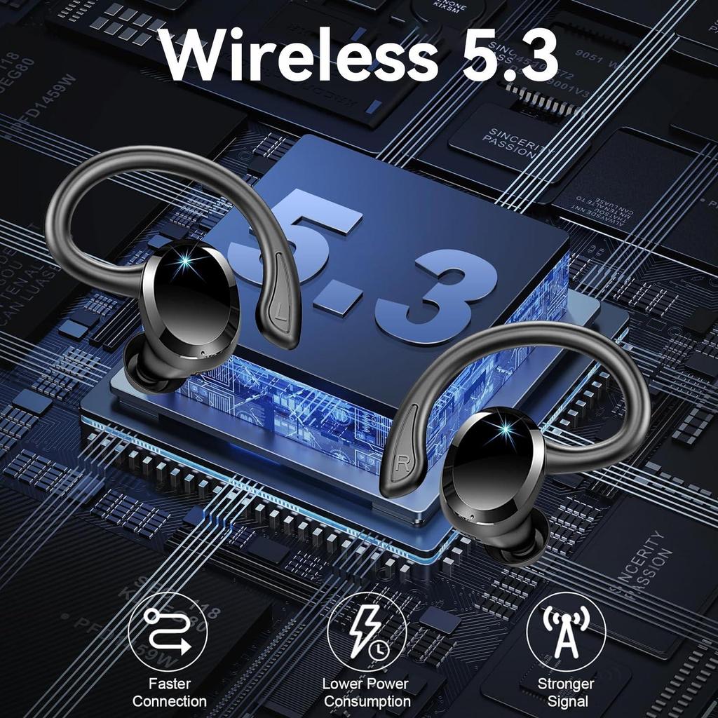 Q38 Ear Hook Wireless Bluetooth 5.2 Earphones with Smart Digital Battery Display