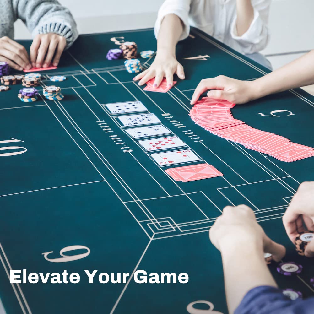 SLOWPLAY Nash Poker Mat Texas 240x120cm Art Deco Print Portable Playmat Smooth Touch Noise Reduction Includes Overflowing Carrying Bag Hold'em