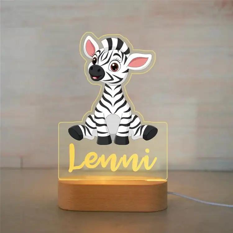 Personalized Animal Night Light - Custom Name Acrylic Lamp for Kids Bedroom Decor Baby Birthday Christmas Gift