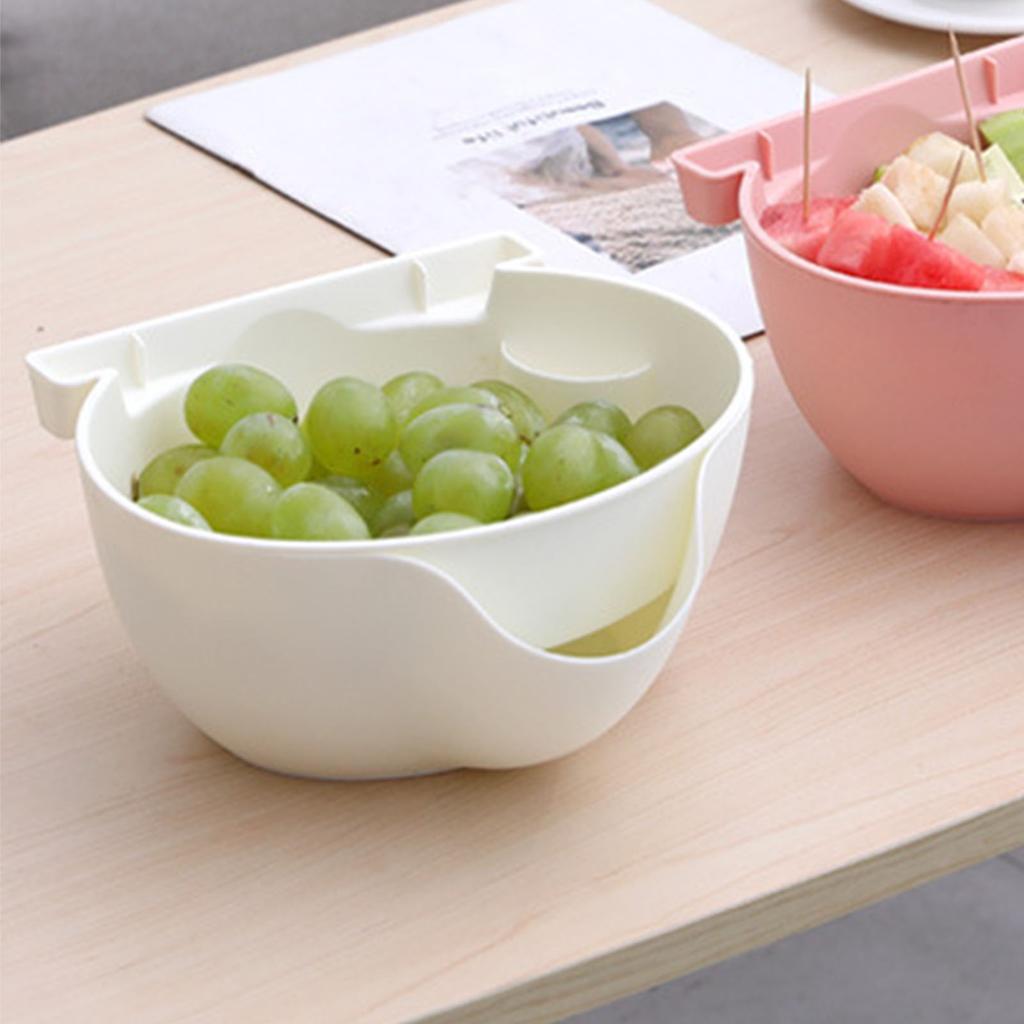 Strainer Bowl 2 Layer Fruit Colander Basket Plastic with Phone Bracket for Kitchen Food White